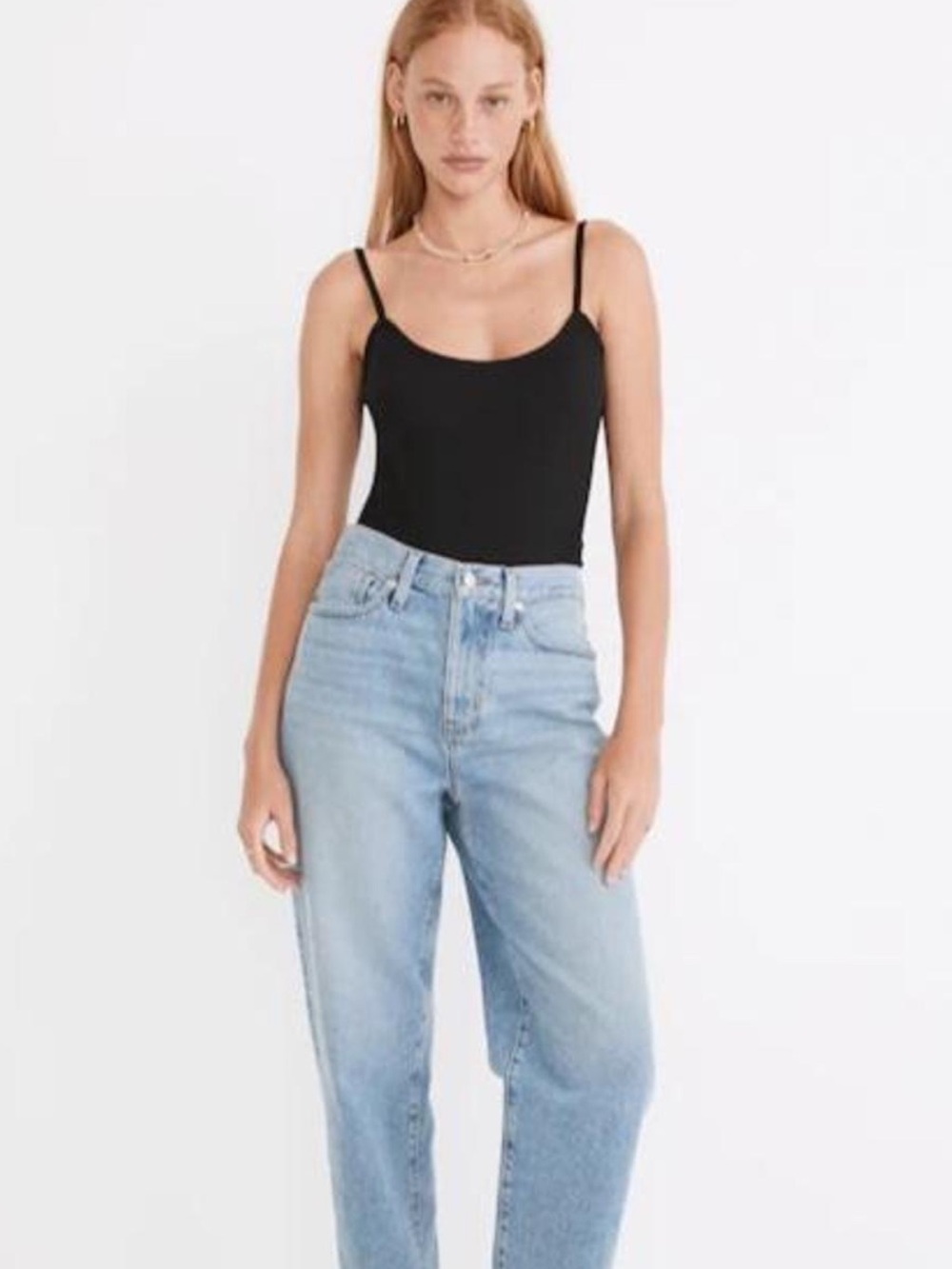 Madewell black ribbed cami thong bodysuit in size L